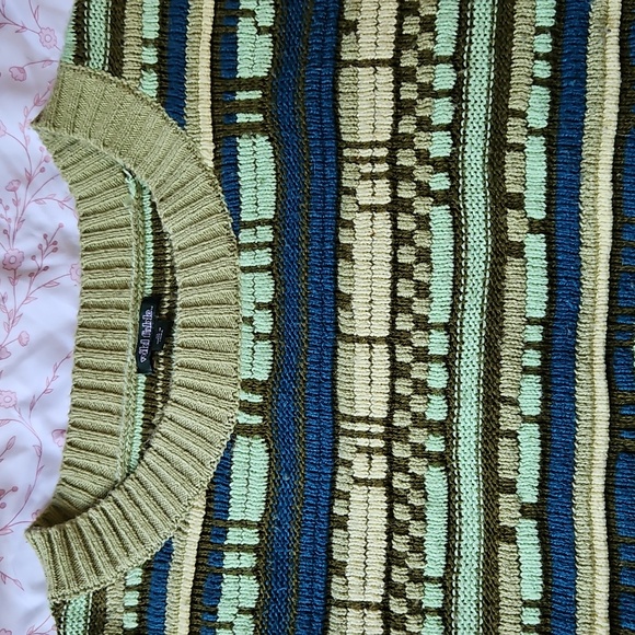 Wild Fable Men's Green, Yellow, & Blue Striped Crewneck Sweater - Size XL - Picture 7 of 7